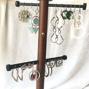 Lot 10 Pairs Silver Tone Earrings